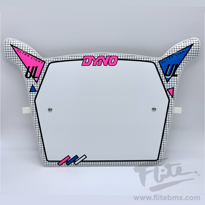 white, blue, hot pink dyno UL Oldschool BMX Numberplate