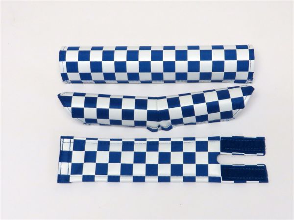 Checkers Blue and White V-bar BMX Pad Set