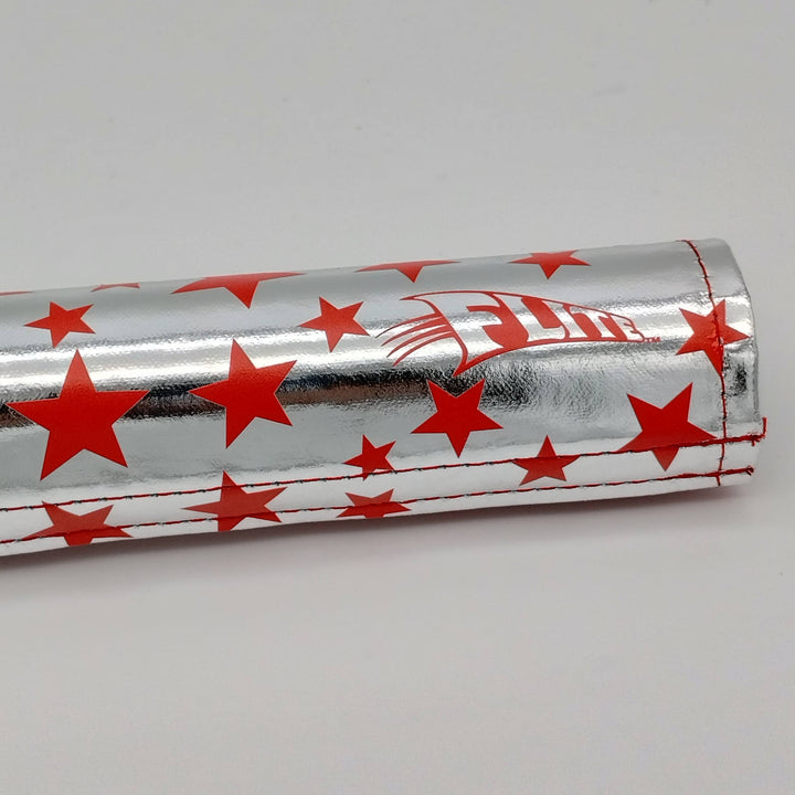 Anodized stars 3 piece Pad set padsets made by Flite chrome fabric printed star in red up close photo updated design.