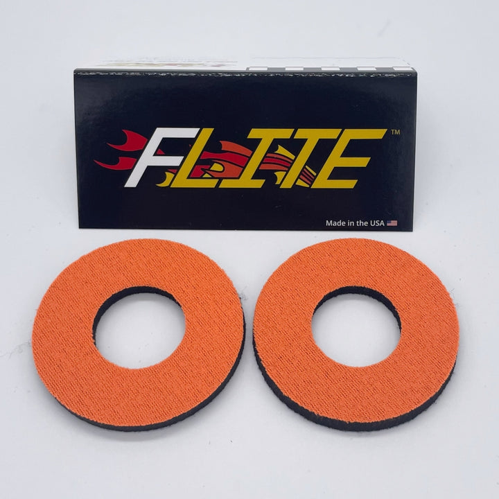 Solid Color Grip donuts for MX BMX sold in a pair made of neoprene by Flite made in the USA orange